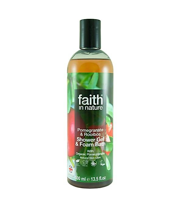 Гель для душа Пена для ванны натуральная Faith in nature с экстрактами Граната и Ройбуша, 400мл