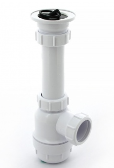 Сифон McAlpine бутылочный 1 1/2"х40 мм с выпуском 70 мм нерж. решетка пробкой выход компресс. D=40 мм