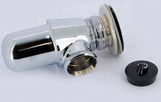 Сифон бутылочный с универсальным отводом и пробкой хромированный VIEGA без розетки