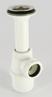 Сифон бутылочный без отвода с пробкой и розеткой, пластик VIEGA