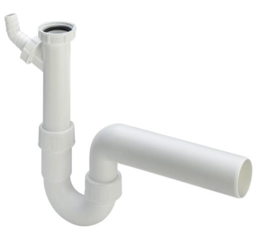 Сифон трубный для моек с горизонтальным отводом, дополнительный штуцер для шланга VIEGA 40мм