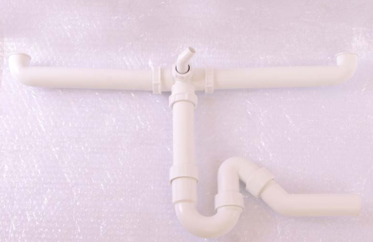 Сифон трубный для двойных моек 40мм с универсальным отводом и дополнительным штуцером для шланга VIEGA