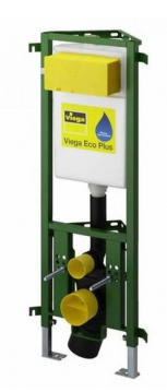 Инсталляция Eco Plus для навесного унитаза с кнопкой Visign for Style10 и настенным крепежом VIEGA 1130х490мм
