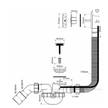 Слив-перелив McAlpine с автопереливом L575х34 мм 70 мм слив. пробкой выход D=40/50 мм хром