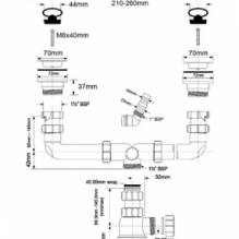Сифон McAlpine бутылочный 1 1/2"х40 мм для 2-х раковин с вып. 70 мм пробками и адапт. вых. компресс. D=40 мм