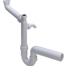 Сифон трубный для двойных моек с горизонтальным отводом и дополнительным штуцером для шланга VIEGA 50мм